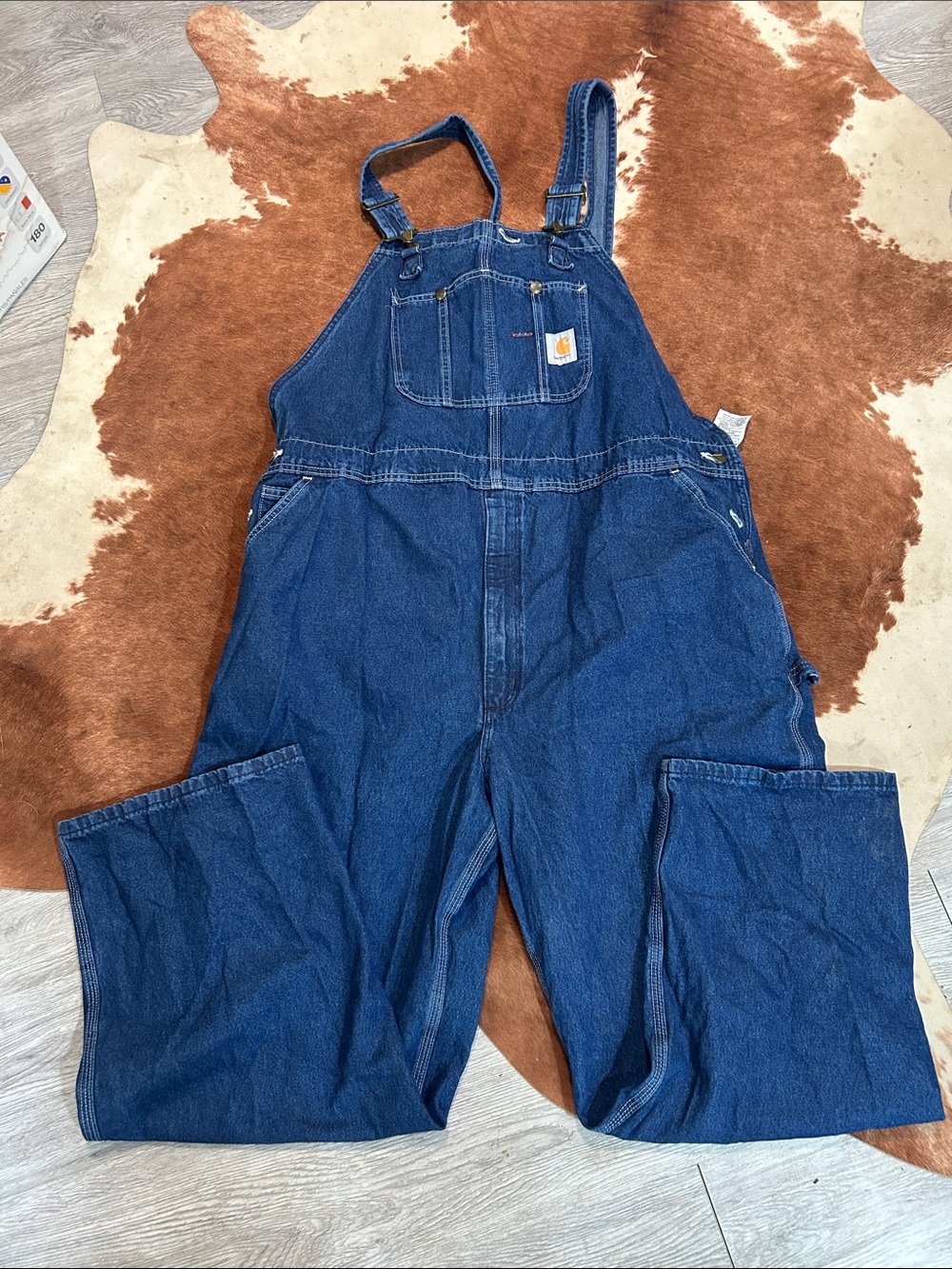 New Carhartt Blue Denim Bib Overalls 48x30